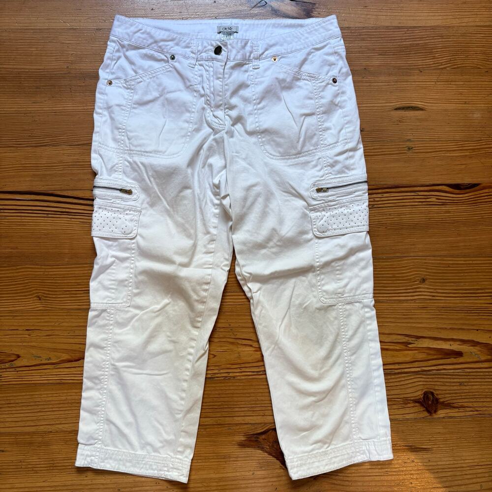 Cache white cropped studded pocket y2k womens cargo pants SIZE‎ 6